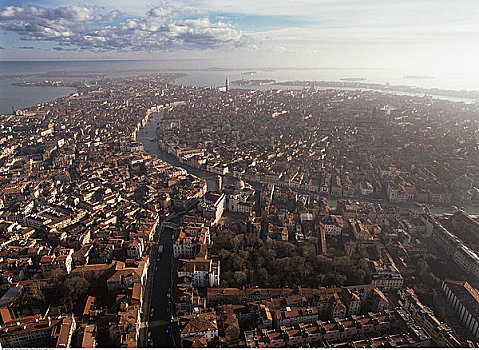 俯视,城市,威尼斯,意大利