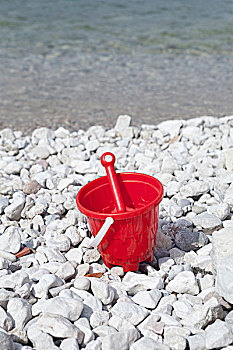 桶,海滩,加尔达湖