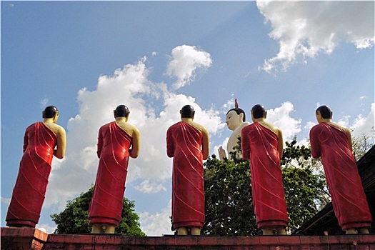 佛教,门徒,雕塑,庙宇,斯里兰卡
