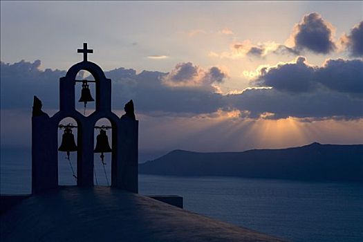 教堂,钟,锡拉岛,希腊