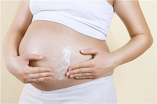 孕妇,施用,乳霜,腹部