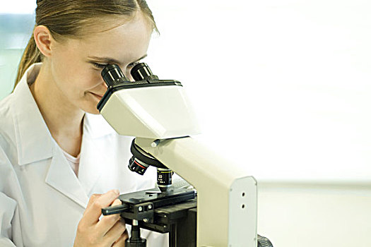 美女,科学家,看穿,显微镜