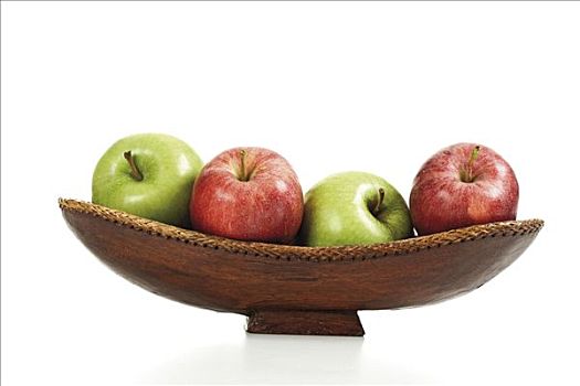 苹果,褐色,木碗