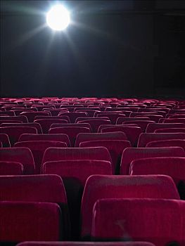 排,空,红色,电影院,座椅
