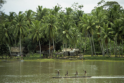巴布亚新几内亚,河,传统,独木舟