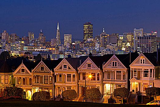 涂绘,女性,维多利亚式房屋,旧金山,加利福尼亚,美国