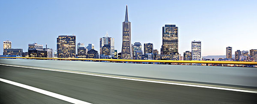 城市,天际线,旧金山,空,沥青,道路
