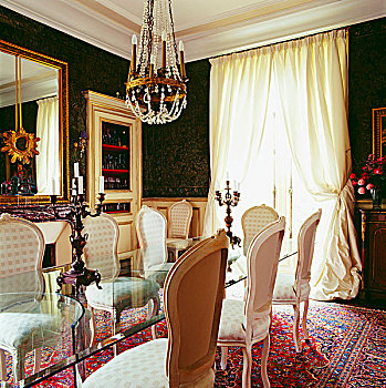 洛可可风格,椅子,苍白,家居装潢,玻璃,童话,暗色,传统,沙龙,帘,窗户