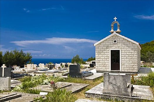 墓地,小,小教堂,杜布罗夫斯克-内雷特瓦县,达尔马提亚,克罗地亚,欧洲
