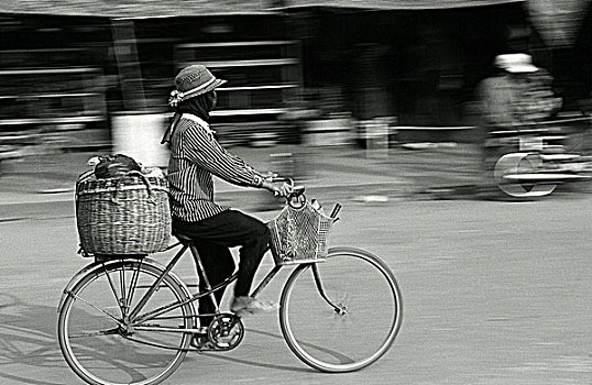 女孩,骑自行车