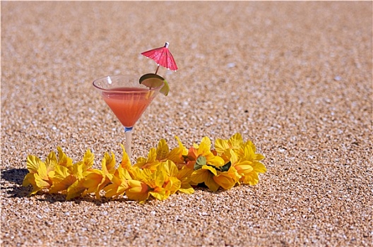 热带饮料,沙滩,海岸线