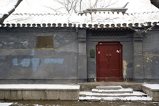 北京胡同内的平房大门