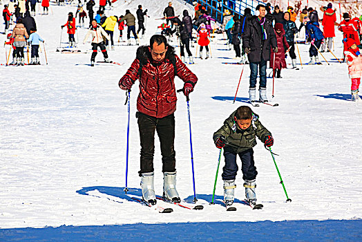 平地,滑雪,孩子