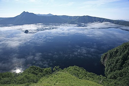 模糊,湖,阿寒国家公园