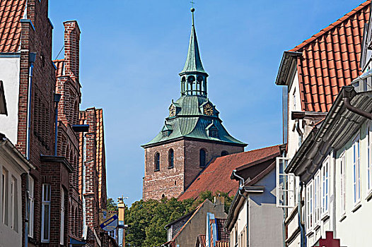 塔,教堂,房子,老城,下萨克森,德国,欧洲