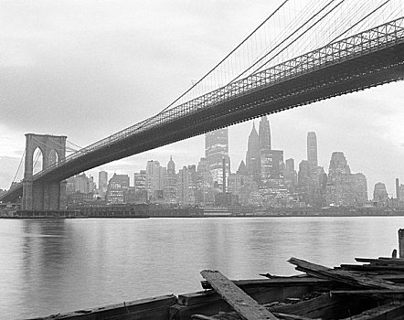 美国,纽约,布鲁克林大桥,曼哈顿,天际线