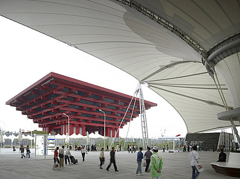 2010上海世博会,上海,倾斜,亭子,特写,轴,膜,屋顶