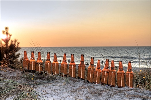 瓶子,海滩