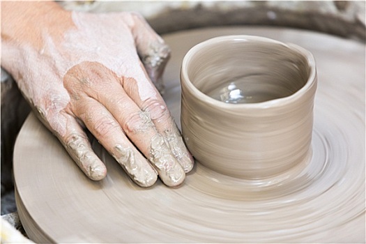 制作,陶器,杯子,轮子