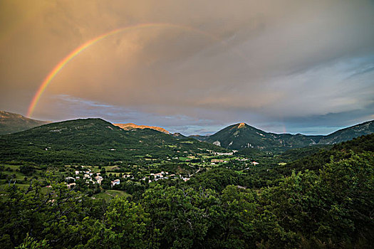 彩虹,上方,山谷,普罗旺斯,法国,欧洲