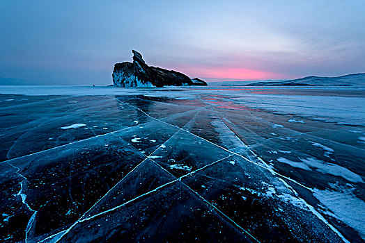 冰,缝隙,岛屿,贝加尔湖,伊尔库茨克,区域,西伯利亚,俄罗斯