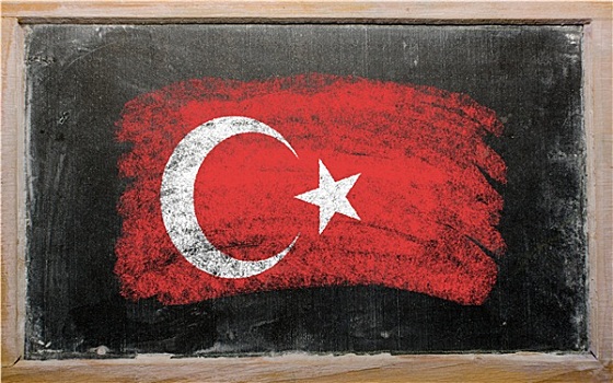 旗帜,土耳其,黑板,涂绘,粉笔