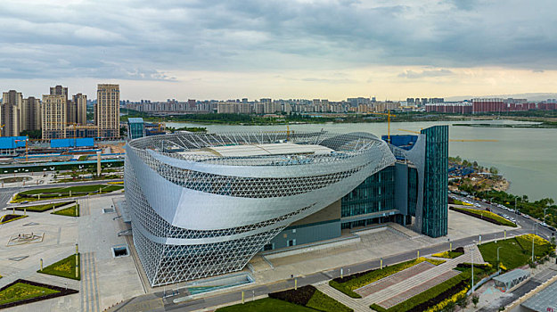 宁夏银川市城市建筑航拍图片