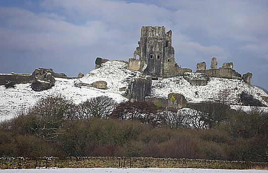 英格兰,城堡,冬天,雪
