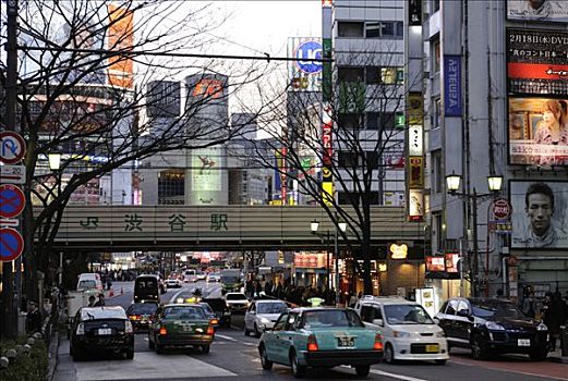 街道,涩谷,车站,东京,日本