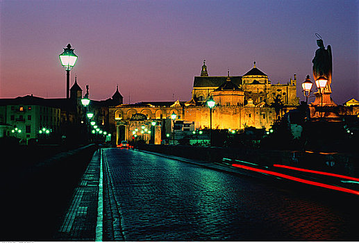城市,夜晚,科多巴,西班牙