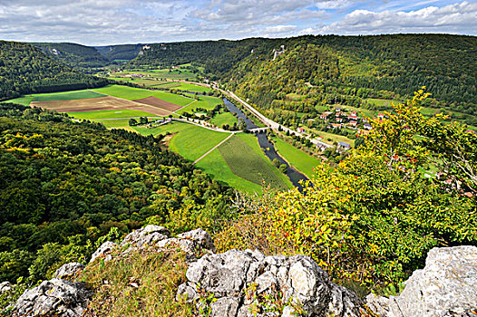 风景,城堡,石头,遗址,秋天,多瑙河,山谷,地区,锡格马林根,巴登符腾堡,德国,欧洲