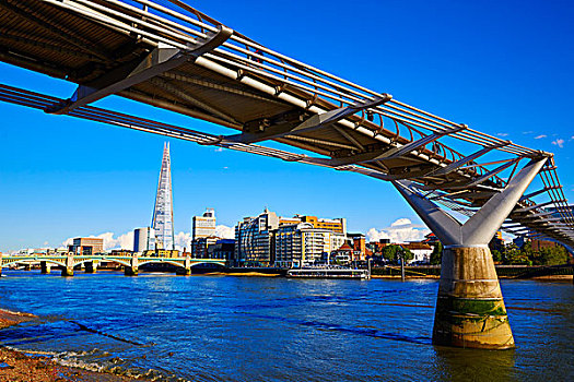 伦敦,千禧桥,天际线,英国