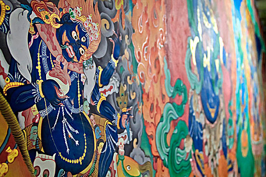 壁画,寺院,拉达克,印度,亚洲