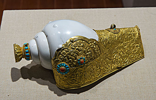 西藏拉萨布达拉宫藏品金翅白海螺