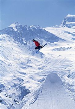 自由式,滑雪者,跳跃,空气