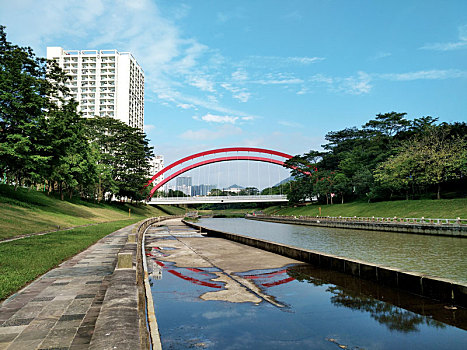 大学城,蓝天白云,彩虹桥