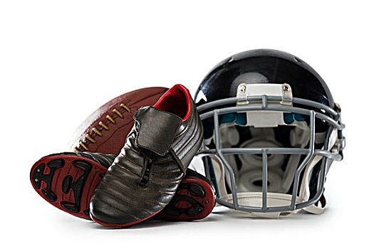 特写,运动鞋,头盔,美式橄榄球,白色背景