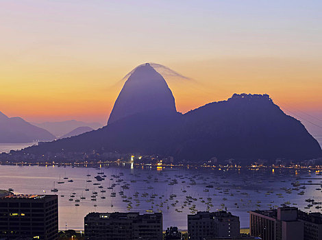 附近,博塔福戈,面包山,日出,里约热内卢,巴西,南美