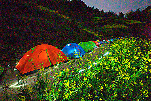 露营,夜色,帐篷