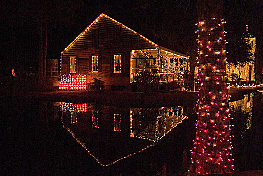圣诞灯光,乡村,路易斯安那