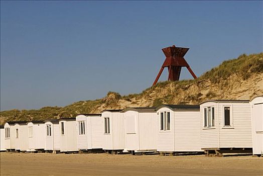 特色,小屋,海滩,靠近,日德兰半岛,丹麦