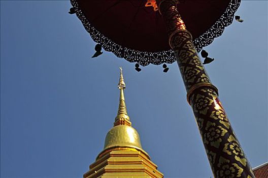 塔,寺院,国王,六月,2007年,清迈,泰国,东南亚,亚洲