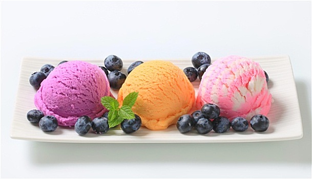 种类,冰淇淋,新鲜,蓝莓