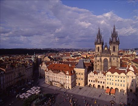 捷克共和国,布拉格,老城,教堂塔,提恩教堂