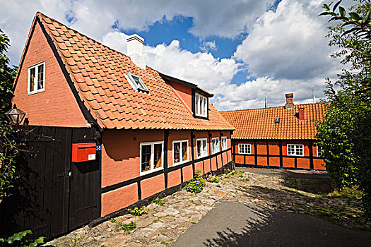 木结构房屋,乡村,丹麦,欧洲