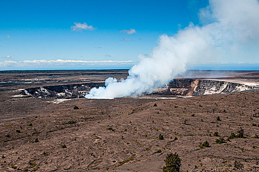 烟,顶峰,火山岩,湖,夏威夷火山国家公园,夏威夷大岛,夏威夷