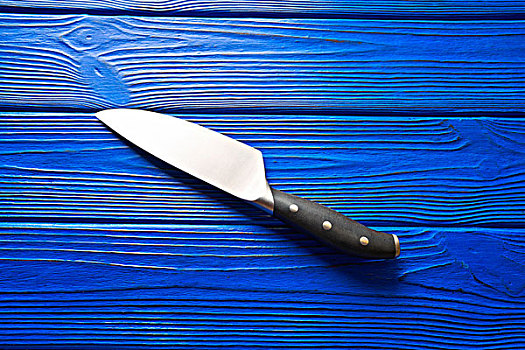 厨师,工具,黑色,刀,蓝色,木质背景