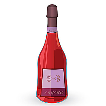 瓶子,桃红葡萄酒,矢量,插画
