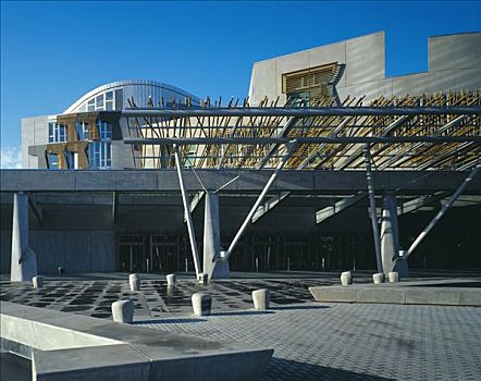 苏格兰议会,入口,石板路