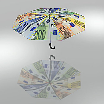 伞,装饰,欧元,货币,象征,救助,包装,插画